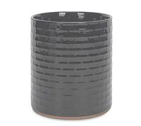 Elanze Designs Embossed Subway Tile Ceramic Stoneware Cork Bottom Kitchen Utensil Holder, Grey