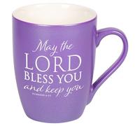 Elanze Designs May the Lord Bless You Keep You Numbers 6:24 Laser Engraved 10 Ounce Glossy Ceramic, Classic Coffee Mug Hot Cold Beverage Cup Kitchen Drinkware, Metallic Passion Purple