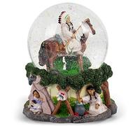 Elanze Designs Native American Chief 100MM Sturdy Wind Up Music Glitter Water Snow Globe Tabletop Dresser Nightstand Figurine Decoration Plays Tune Free As The Wind