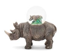 Elanze Designs Rhino Mother and Baby Miniature 45MM Sturdy Polyresin Magical Whimsical Tabletop Dresser Nightstand Glitter Water Snow Globe Figurine Decoration