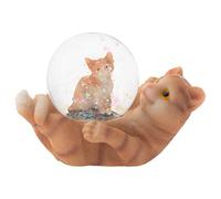 Elanze Designs Striped Tabby Cat and Kitten Magical Whimsical Tabletop Dresser Nightstand Figurine Miniature 45MM Sturdy Polyresin Glitter Water Snow Globe Decoration