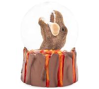 Elanze Designs T-Rex Holding Bone Brown Tyrannosaurus Paleontologist Dig Skeleton Science STEM Museum Lava Volcano 100MM Musical Glitter Dinosaur Snow Globe Plays Tune Fantasie Impromptu