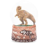 Elanze Designs T-Rex Tyrannosaurus Fossils Brown Paleontologist Bone Dig Skeleton Science STEM Footprints Museum 100MM Musical Glitter Dinosaur Snow Globe Plays Tune Born Free