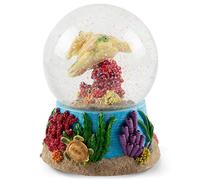 Elanze Designs Turtles Under Water Tabletop Dresser Nightstand Figurine Decoration 100MM Sturdy Glitter Water Wind Up Musical Snow Globe Plays Tune by The Beautiful Sea