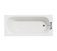 Elara Straight Single Ended Steel Bath with 2 Tap Holes including Legs | White | 1600mm x 700mm