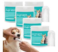 Elarie Natural Pet Dental Finger Wipes - Effective Odor & Tartar Remover for Fresh Breath, 50PC Pre-Moistened Teeth Cleaning Wipes, Easy to Use Pet Tooth Cleaner for Dogs & Cats (5Boxes)