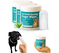 Elarie Natural Pet Dental Finger Wipes - No Brushing Pets Oral Care Wipe for Fresh Breath, No Water Required, Gentle Formula, Suitable for Dogs and Cats of All Ages, Ideal for Daily Oral Care (150PCS)