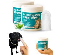 Elarie Natural Pet Dental Finger Wipes - No Brushing Pets Oral Care Wipe for Fresh Breath, No Water Required, Gentle Formula, Suitable for Dogs and Cats of All Ages, Ideal for Daily Oral Care (100PCS)