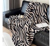 ELASAD Zebra Print Throw Blanket for Couch, Fluffy Plush Fuzzy Microfiber Sofa Blankets Animal Print Napping Blanket, 50"x70"