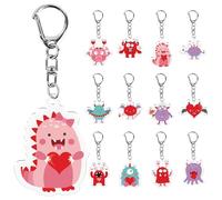 ElasignShopo 36 Packs Valentine's Day Monster Acrylic Keychain Set, 12 Whimsical Designs, Romantic & Humorous Gift for Adults, Couples Party Favors, 1.57 Inch