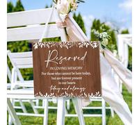 ElasignShopo Rustic Wedding Memorial Sign with Ribbon Reserved Signs Wood in Loving Memory of Love ones Parents Celebrating Ceremony Memories Seat
