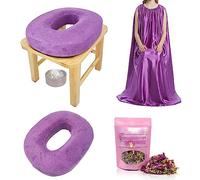 ElasignShopo Yoni Seat Kit, Wooden Vaginial Steaming Stool Chair Set with Gown for Feminine Vaginal Postpartum Care,Irregular Period Treatment,Menopause Relief,Uterus Cleanser Detox for Women