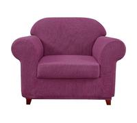 Elastic 3 Piece Sofa Cover with Separate Cushions - Spandex Fabric Slipcover for 3 Seater Couch