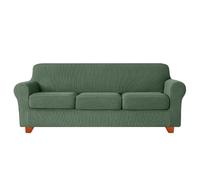 Elastic 3 Piece Sofa Cover with Separate Cushions - Spandex Fabric Slipcover for 3 Seater Couch