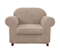Elastic 3 Piece Sofa Cover with Separate Cushions - Spandex Fabric Slipcover for 3 Seater Couch