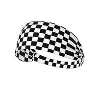 Elastic aldult Exercise Headband for Men & Women Moisture Wicking Athletic for Running, Working Out Black and White Checkered Picture