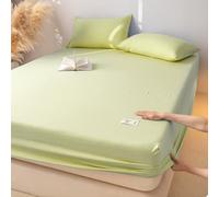 Elastic All Around Fitted Sheet,Solid Color Cotton Brushed Fitted Sheets, Hotel Homestay Box Spring Mattress Cover for Single Double Bed,Khaki,150 * 200+28cm(Green,150x200cm/59 * 78.7in)