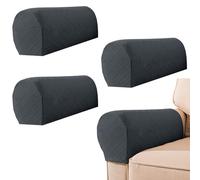 Elastic Arm Rest Covers, Spandex Polyester Sofa Arm Cover Dustproof & Stain-Resistant Sofa Arm Covers for Chairs Armchairs Couches Recliners (4 Pieces, Easy to Clean) (Grey)