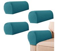 Elastic Arm Rest Covers, Spandex Polyester Sofa Arm Cover Dustproof & Stain-Resistant Sofa Arm Covers for Chairs Armchairs Couches Recliners (4 Pieces, Easy to Clean) (Blue)