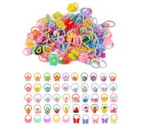 Elastic Baby Hair Bands, 100 PCS Cartoon Colorful Girls Hair Ties Cute Decoration Ponytail Holders Flower Multicolor Hair Bobbles Hair Accessories for Girls Kids Children