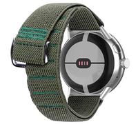 Elastic Band compatible for Google Pixel Watch 41mm 45mm, Athletic Breathable Nylon Strap, Adjustable G Hook and Loop, Active Sport Stretch 1 2 3 4 Band (Army Green, Length L/Watch size 41mm)