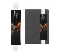 Elastic Band Pen Holder Leather Pencil Holder for Notebook Chic Cool Two Fighting Roaring Dragon Pen Sleeve Pouch Adjustable Journal Pen Case Bookmark Fits for 8" to 10" Notebooks Planners Books White