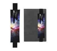Elastic Band Pen Holder Leather Pencil Holder for Notebook Nebula and Galaxy in The Universe Pen Sleeve Pouch Adjustable Journal Pen Case Bookmark Fits for 8" to 10" Notebooks Planners Books Black