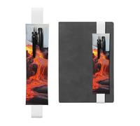 Elastic Band Pen Holder Leather Pencil Holder for Notebook Red Hot Lava from Kilauea Volcano Pen Sleeve Pouch Adjustable Journal Pen Case Bookmark Fits for 8" to 10" Notebooks Planners Books White