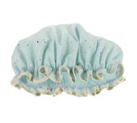 Elastic Band Waterproof Double Layer Shower Cap for Women | Thickened PEVA and Polyester Cotton Cover, Light Green Gold Foil Stars, Fits Long Hair, Braids, Baths