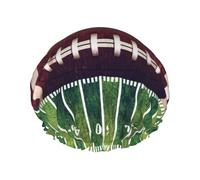 Elastic Band Waterproof Shower Cap, Double Layers Reusable Shower Cap for Women, American Football Field And Ball