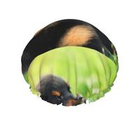Elastic Band Waterproof Shower Cap, Double Layers Reusable Shower Cap for Women, Animal Animal Cute Dog Puppy Rottweiler