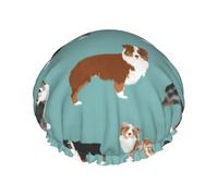 Elastic Band Waterproof Shower Cap, Double Layers Reusable Shower Cap for Women, Australian Shepherds
