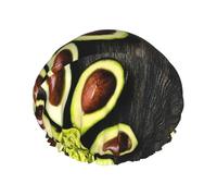 Elastic Band Waterproof Shower Cap, Double Layers Reusable Shower Cap for Women, Avocado Flower Made Palta Guacamole Food And Drink