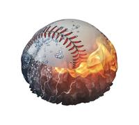 Elastic Band Waterproof Shower Cap, Double Layers Reusable Shower Cap for Women, Baseball
