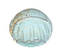 Elastic Band Waterproof Shower Cap, Double Layers Reusable Shower Cap for Women, Beach Shell Sea Collection Vintage Boho