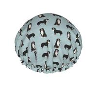 Elastic Band Waterproof Shower Cap, Double Layers Reusable Shower Cap for Women, Bernese Mountain Dog Pet Dog