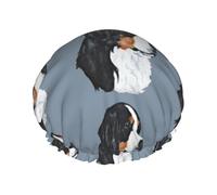 Elastic Band Waterproof Shower Cap, Double Layers Reusable Shower Cap for Women, Bernese Mountain Dog
