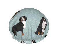 Elastic Band Waterproof Shower Cap, Double Layers Reusable Shower Cap for Women, Bernese Mountain Dog