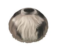 Elastic Band Waterproof Shower Cap, Double Layers Reusable Shower Cap for Women, Border Collie