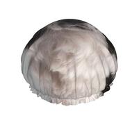 Elastic Band Waterproof Shower Cap, Double Layers Reusable Shower Cap for Women, Border Collie