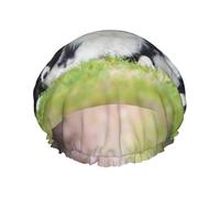 Elastic Band Waterproof Shower Cap, Double Layers Reusable Shower Cap for Women, Border Collie Family