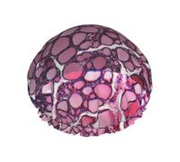 Elastic Band Waterproof Shower Cap, Double Layers Reusable Shower Cap for Women, Cellular Thyroid