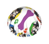 Elastic Band Waterproof Shower Cap, Double Layers Reusable Shower Cap for Women, Colorful And Playful Australian Shepherd