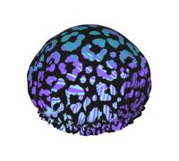 Elastic Band Waterproof Shower Cap, Double Layers Reusable Shower Cap for Women, Colorful Leopard Exotic Animal Print