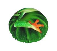 Elastic Band Waterproof Shower Cap, Double Layers Reusable Shower Cap for Women, Cute Frog