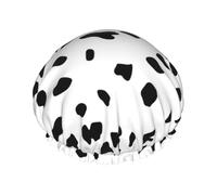 Elastic Band Waterproof Shower Cap, Double Layers Reusable Shower Cap for Women, Dalmatian Print