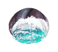 Elastic Band Waterproof Shower Cap, Double Layers Reusable Shower Cap for Women, Dolphin Printed