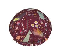 Elastic Band Waterproof Shower Cap, Double Layers Reusable Shower Cap for Women, Gender Neutral Australian Animals Maroon