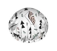 Elastic Band Waterproof Shower Cap, Double Layers Reusable Shower Cap for Women, Geometric Feathers And Arrows Abstract Triangle