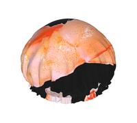 Elastic Band Waterproof Shower Cap, Double Layers Reusable Shower Cap for Women, Glutton Shrimps